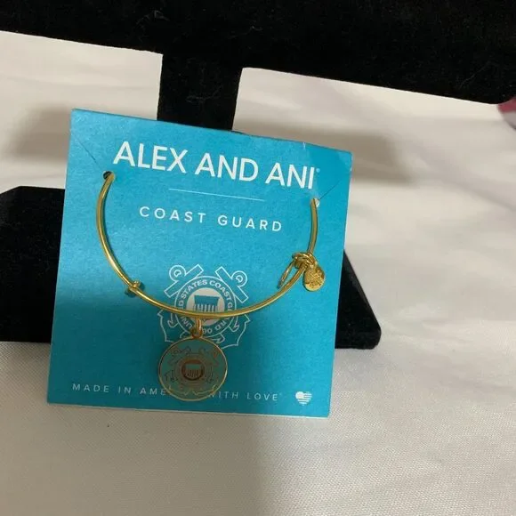 Alex and Ani US COAST GUARD Bangle Bracelet Expandable Yellow Gold Finish NWT - Picture 3 of 6